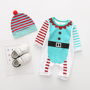 Baby Christmas Romper & Hat Set – Santa & Elf Outfit