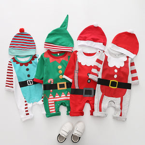 Baby Christmas Romper & Hat Set – Santa & Elf Outfit