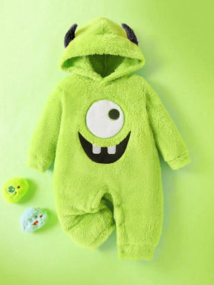 0-24Months Toddler Baby Animal Costume Fleece Long Sleeve Hooded Romper Leg Warmers Halloween Cosplay Bodysuit