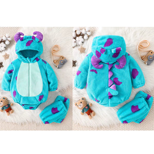 0-24Months Toddler Baby Animal Costume Fleece Long Sleeve Hooded Romper Leg Warmers Halloween Cosplay Bodysuit