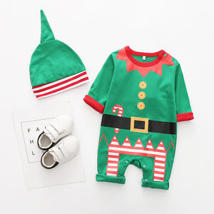 Baby Christmas Romper & Hat Set – Santa & Elf Outfit