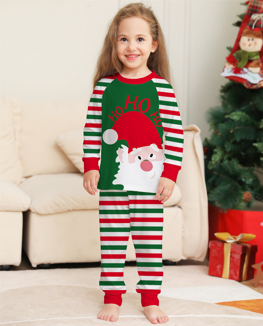 Family Matching Christmas Pajamas – Red Stripe Santa