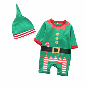 Baby Christmas Romper & Hat Set – Santa & Elf Outfit
