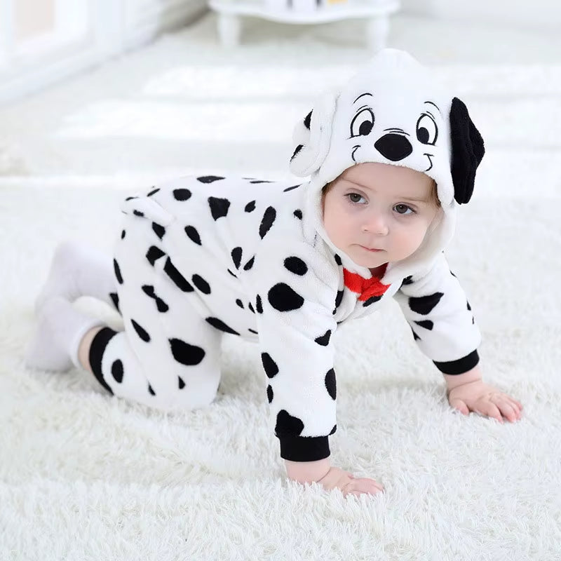 0-24Months Toddler Baby Animal Costume Fleece Long Sleeve Hooded Romper Leg Warmers Halloween Cosplay Bodysuit